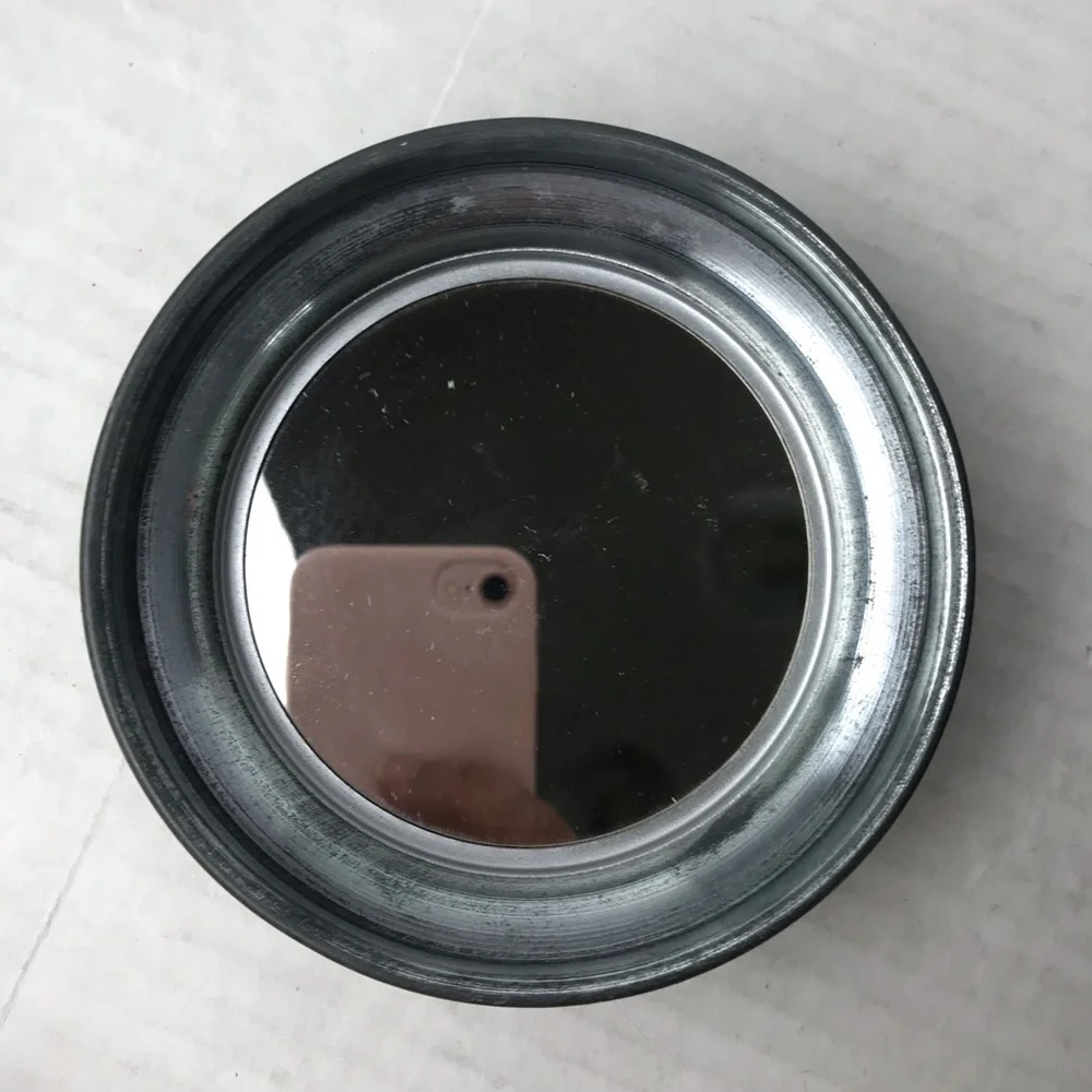 Vintage Metallic Powder Puff Music Box - Vanity Round Drum Box - Switzerland